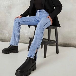 Nwt missguided wrath high waisted split hem jeans